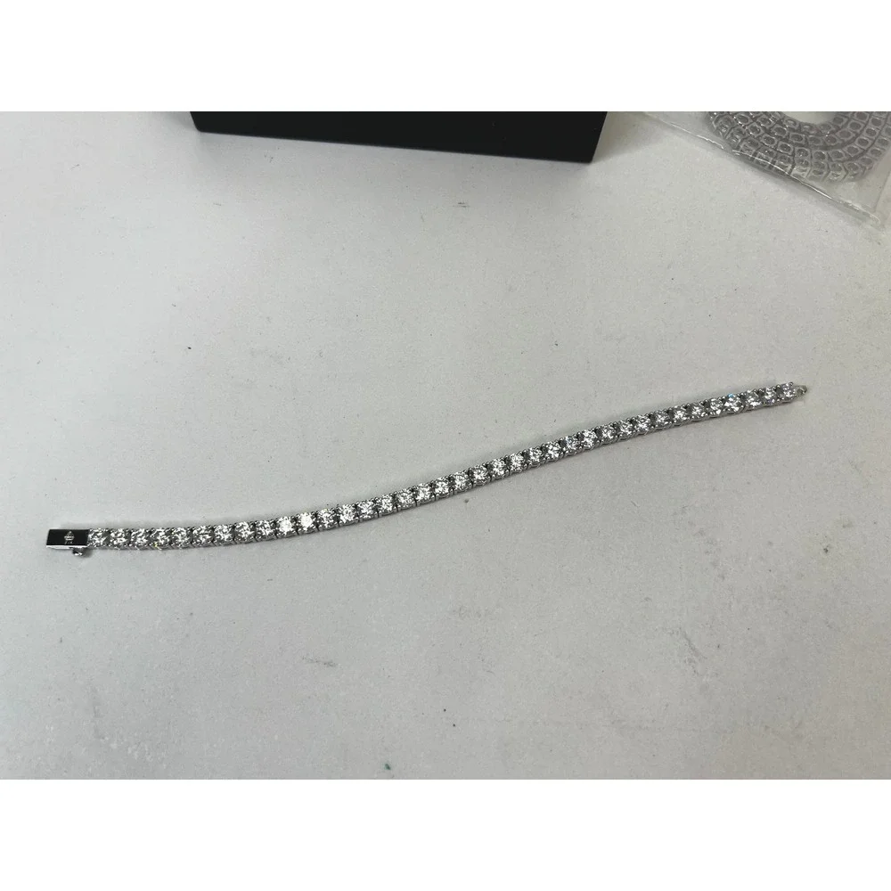 Adamans 5mm Tennis Chain & Bracelet White Gold Plated Mens Jewelry Gift‎ Box